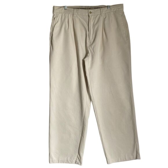 Tommy Bahama Silk Pants Men 36x29 Ivory Pleated Relax Loose Fit Summery Resort - Picture 1 of 11